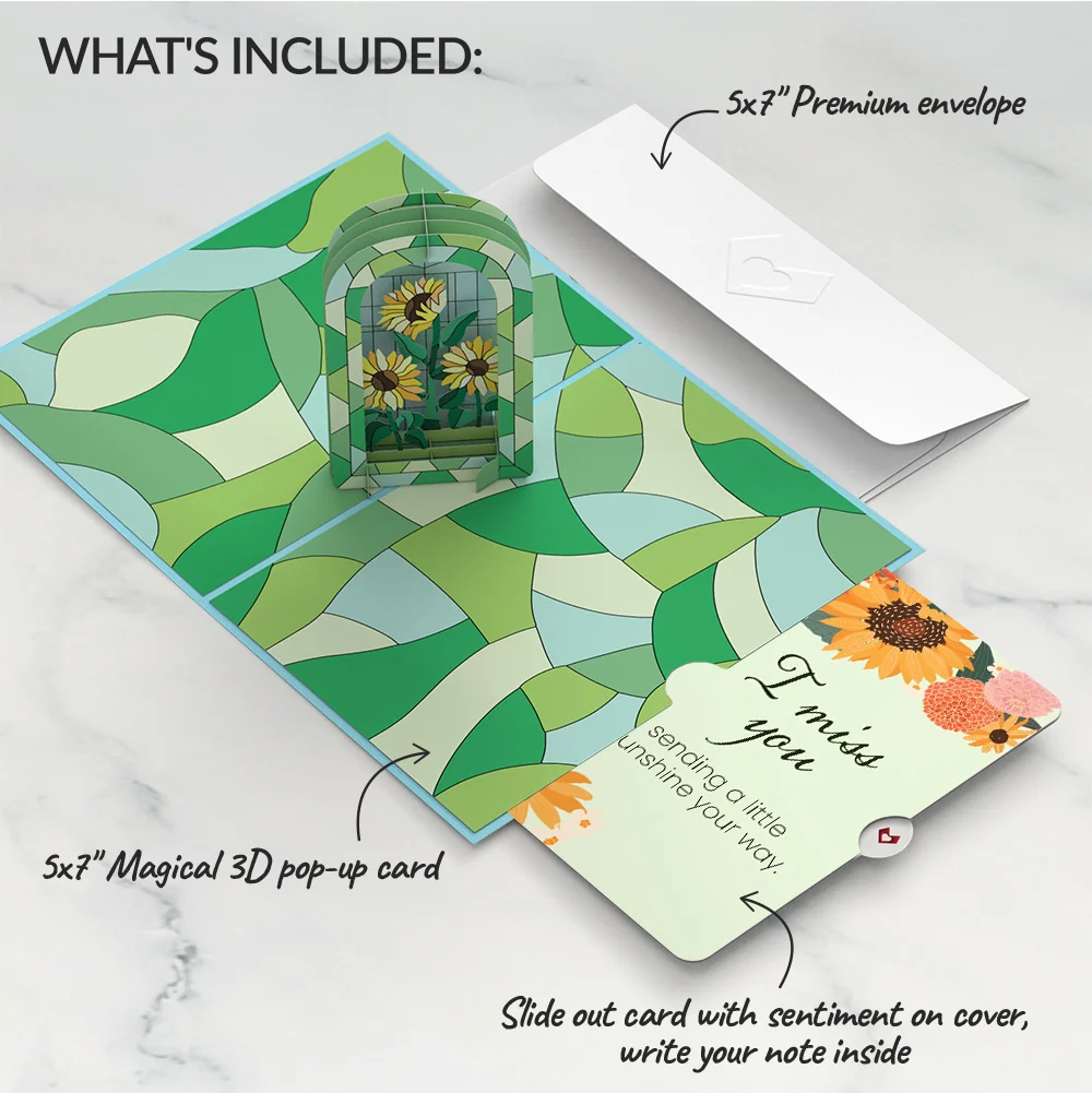 Lovepop Stained Glass Sunflowers Miss You Pop-Up Card and Sentiment Set - Image 2