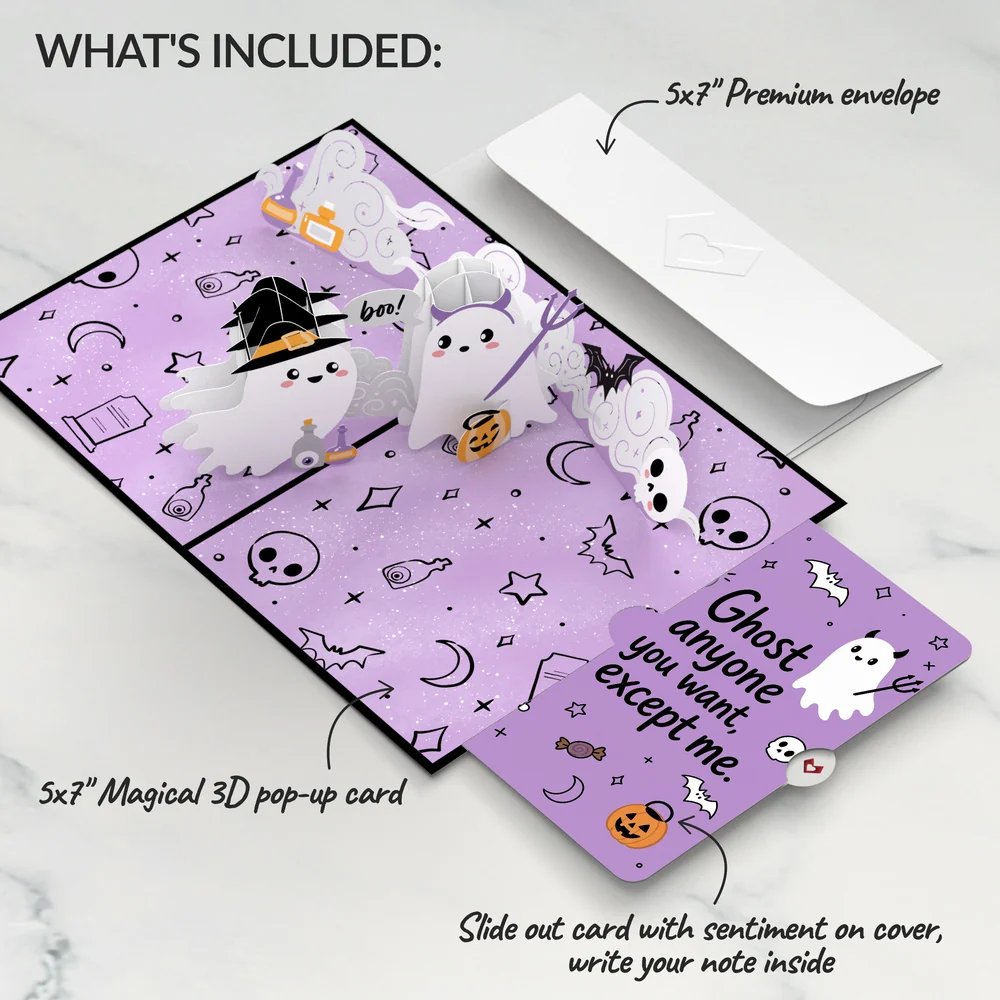 Lovepop 'Hey Boo' Ghosts Halloween Pop-Up Card and Sentiment Set - Image 2