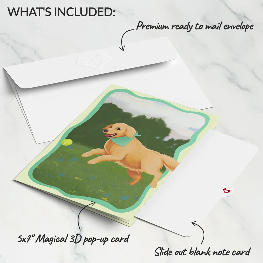Lovepop Playful Golden Retriever Pop-Up Card - Image 5