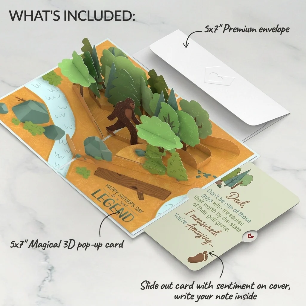 Lovepop Father's Day Bigfoot Legend Pop-Up Card and Golf Measure Amazing Sentiment Set for Dad - Image 2