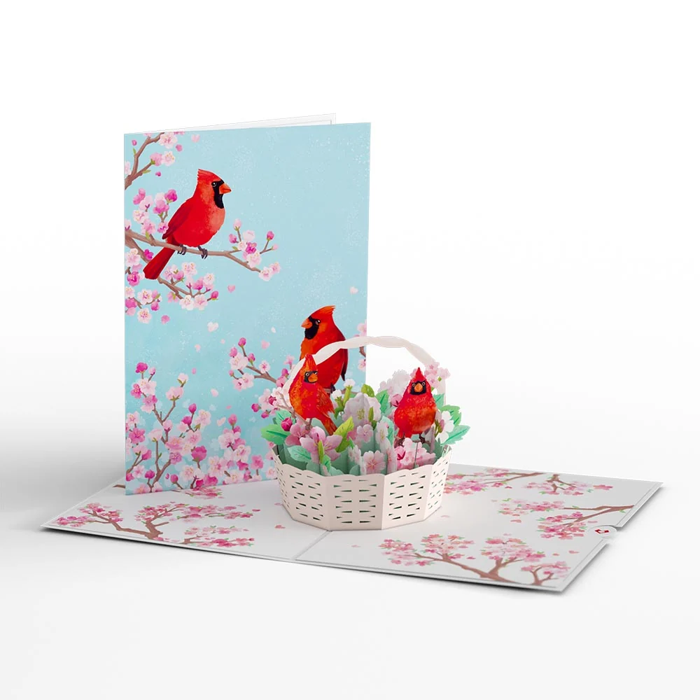 Lovepop Cherry Blossom Basket with Cardinals Pop-Up Card
