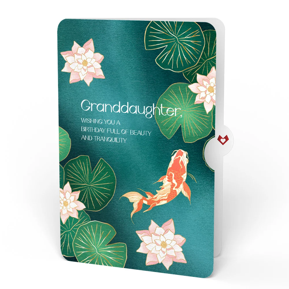 Lovepop Koi Fish and Lotus Pond Birthday Pop-Up Card and Sentiment Set for Granddaughter - Image 4