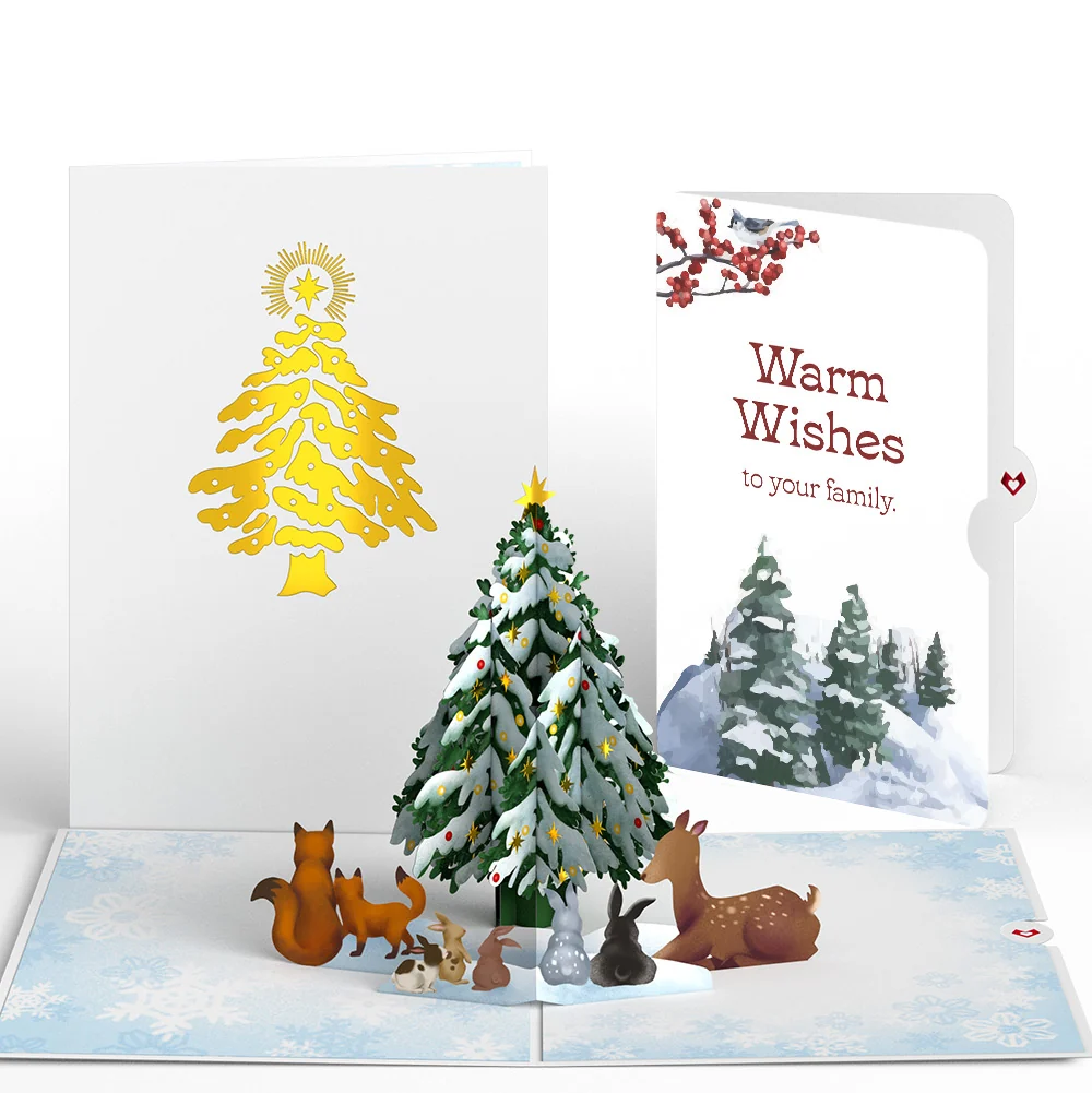 Lovepop Woodland White Christmas Pop-Up Card and Warm Wishes Sentiment Set for Family