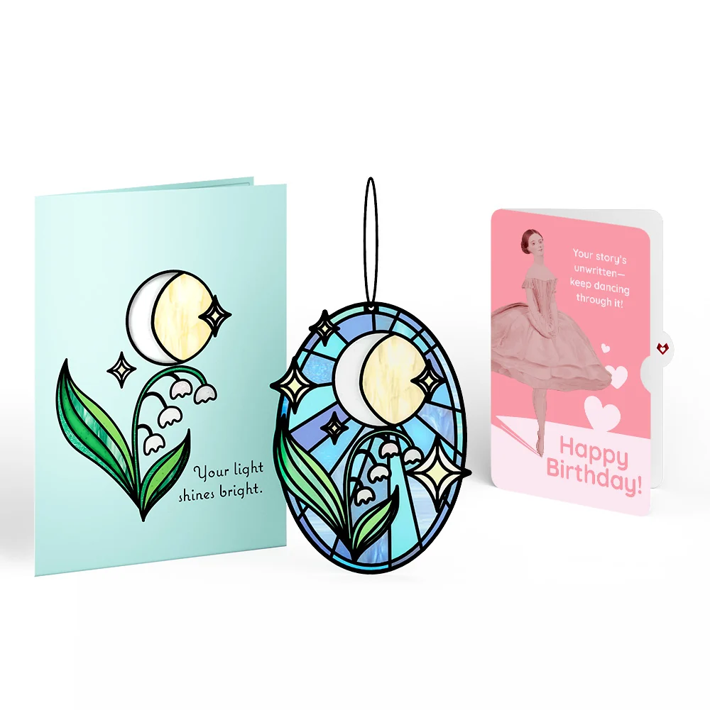Lovepop Shine Bright Twilight Bloom Birthday Suncatcher Card and Dancing Through Life Sentiment Set Glass