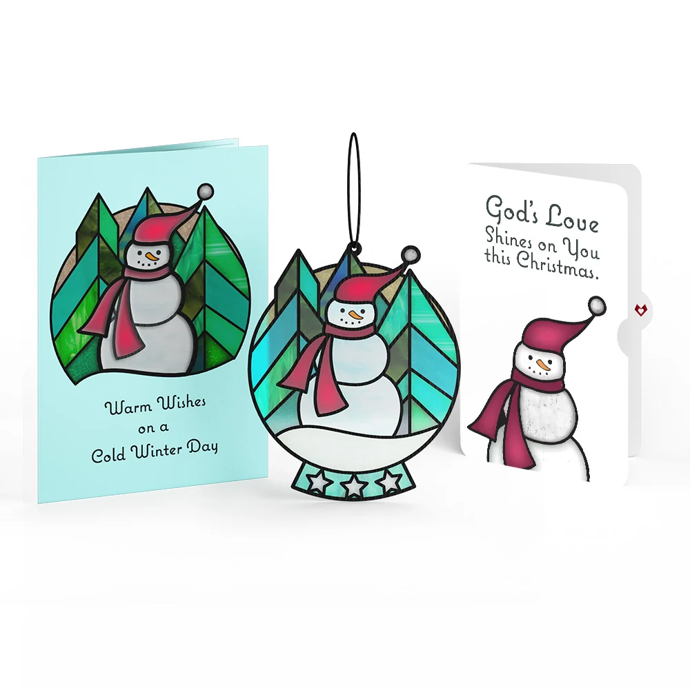 Lovepop Warm Wishes Snowman Christmas Suncatcher Card and God’s Love Sentiment Set Glass
