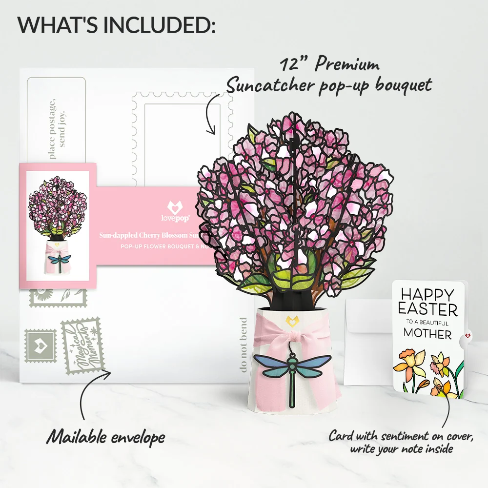 Lovepop Sun-dappled Cherry Blossom Easter Suncatcher Bouquet and Sentiment Set for Mom Glass - Image 2