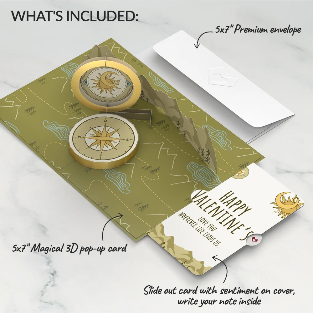 Lovepop Guiding Compass Valentine's Day Pop-Up Card and Sentiment Set Cream - Image 2