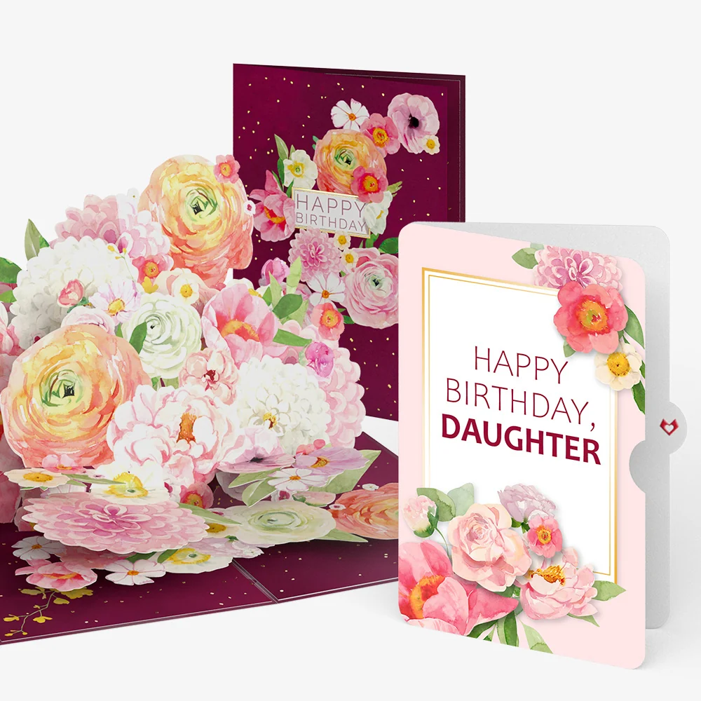 Lovepop Blush Blooms Birthday Pop-Up Card and Sentiment Set for Daughter Cream