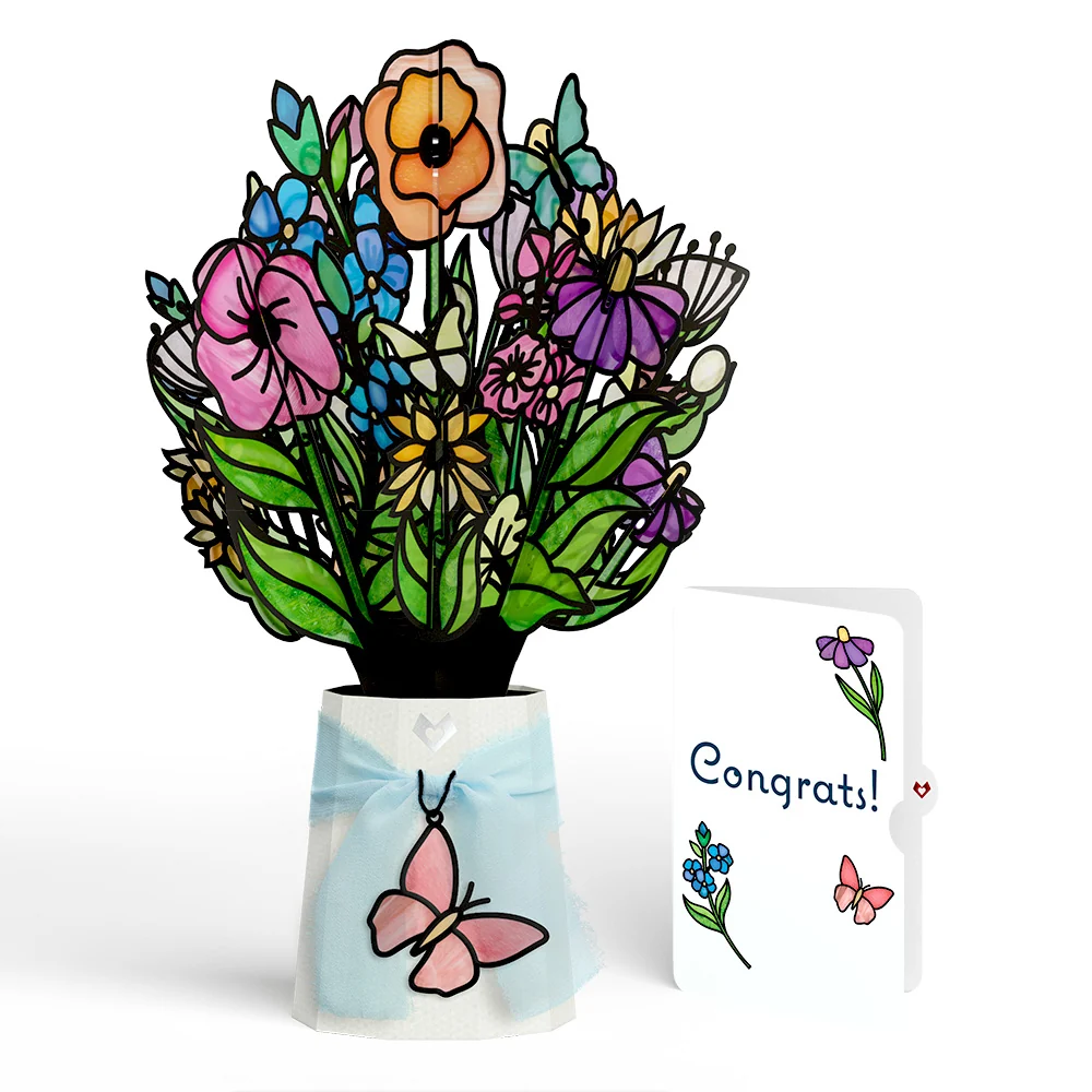 Lovepop Garden Glow Congratulations Suncatcher Bouquet and Sentiment Set Glass