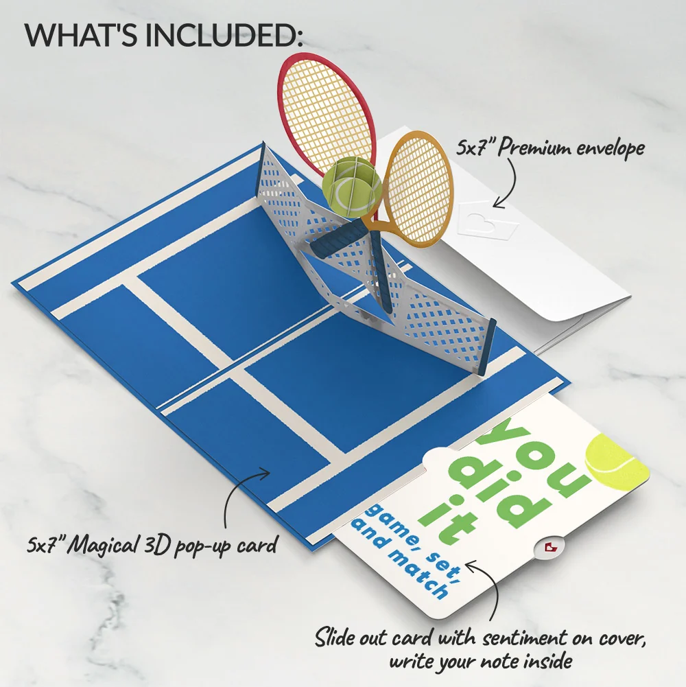 Lovepop On the Court Tennis Congratulations Pop-Up Card and Sentiment Set - Image 2
