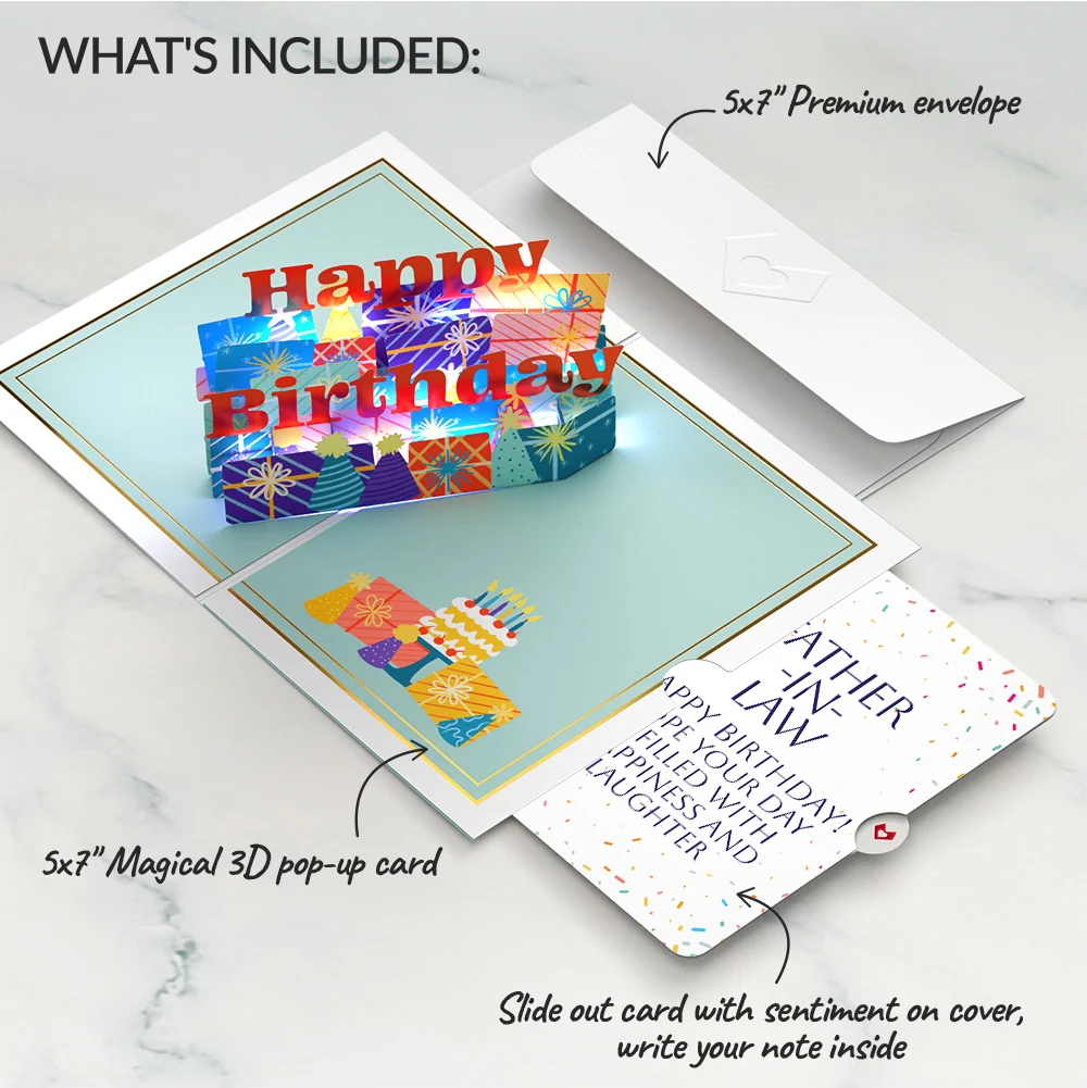 Lovepop Wishing You a Happy Birthday Music and Lights Pop-Up Card and Sentiment Set for Father-in-law - Image 2