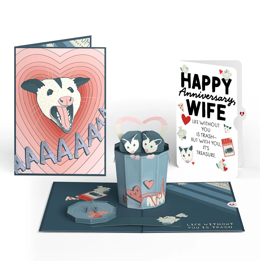 Lovepop Life Without You Is Trash Possums Anniversary Pop-Up Card and Sentiment Set for Wife