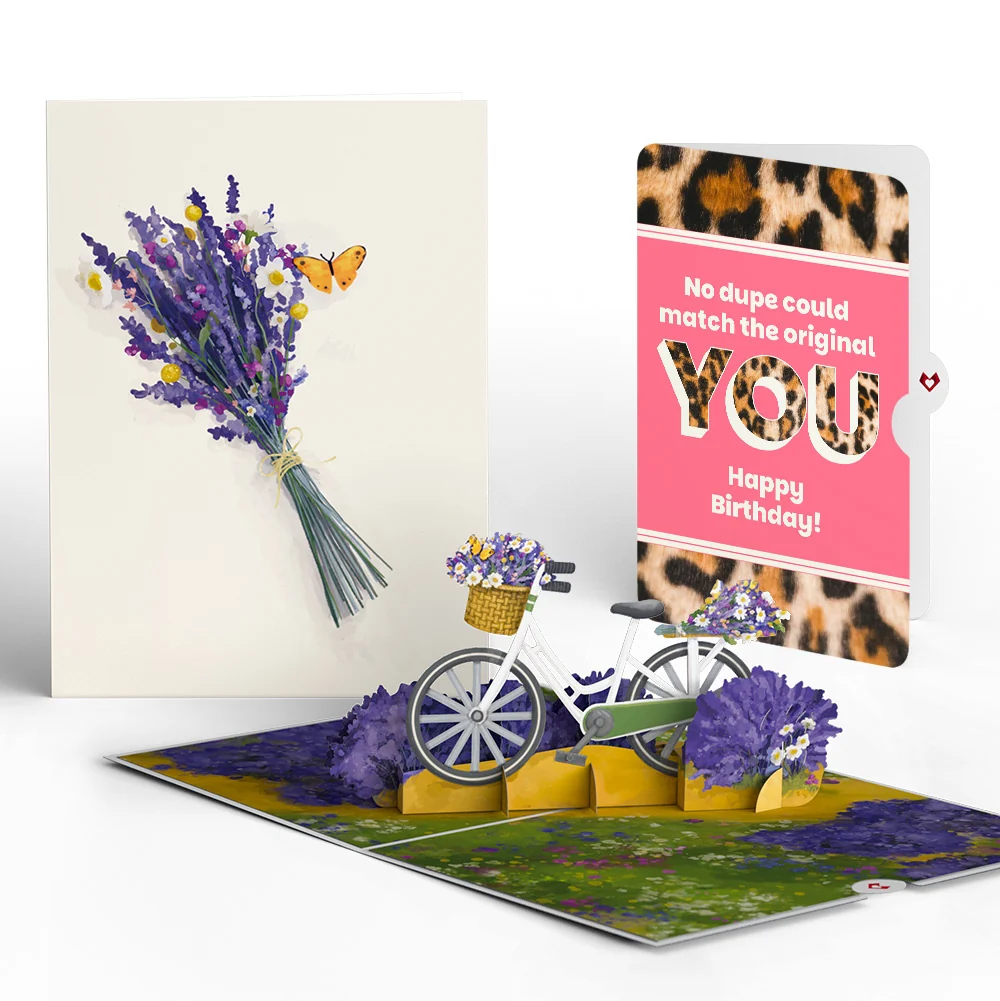 Lovepop Lavender Bicycle Birthday Pop-Up Card and The original YOU Sentiment Set