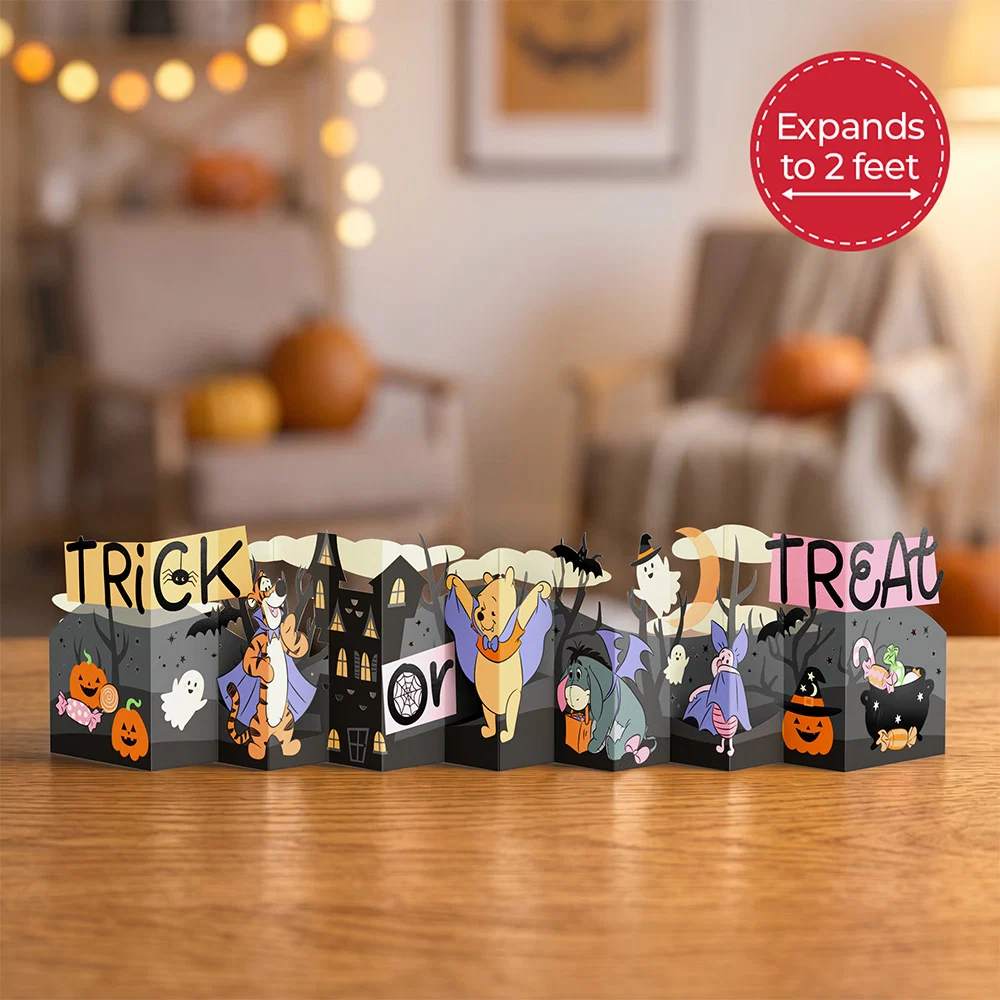 Lovepop Disney's Winnie the Pooh Trick or Treat Halloween Loooooong Card (Expands to 2 feet) Bag