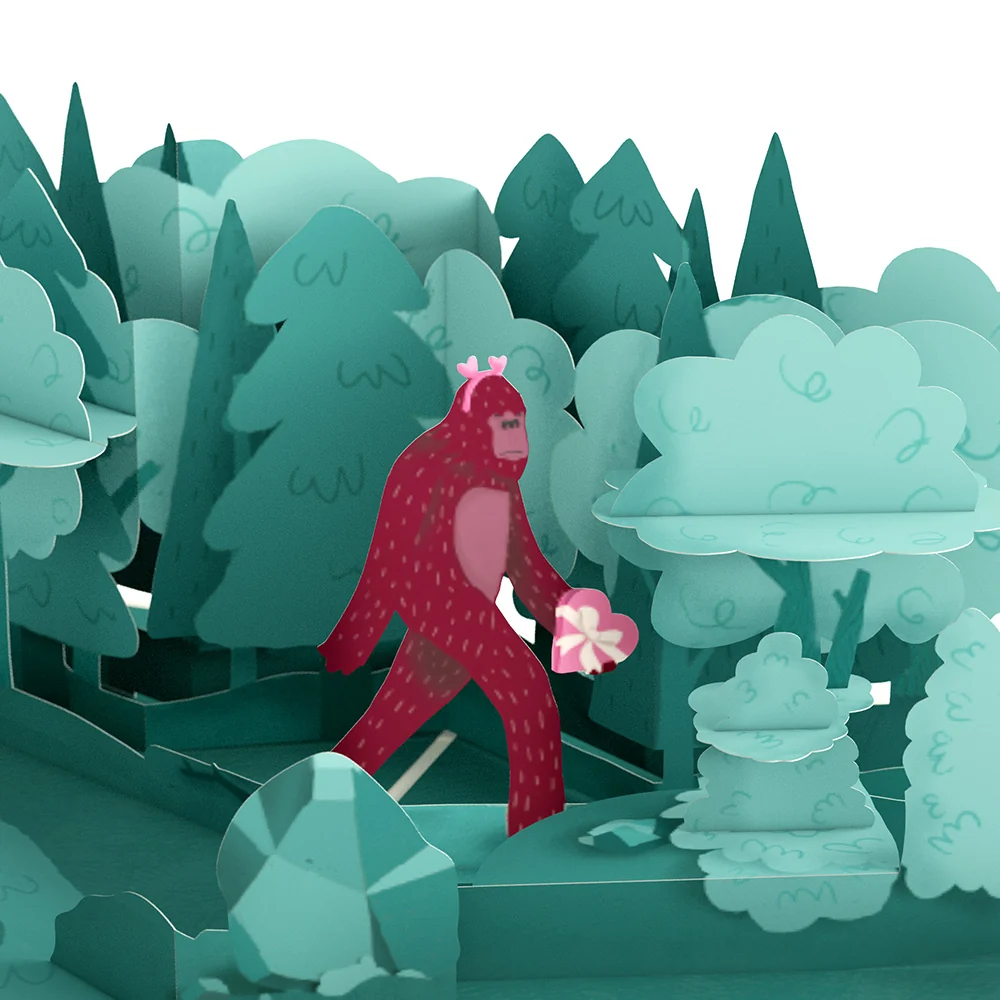 Lovepop Searching for a Valentine Like You Bigfoot Pop-Up Card - Image 2