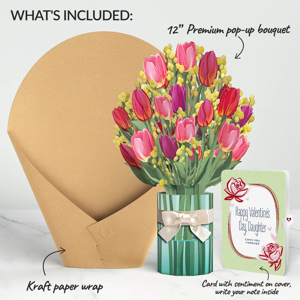 Lovepop Cheerful Tulips Valentine Bouquet and Sentiment Set for Daughter Vase - Image 2