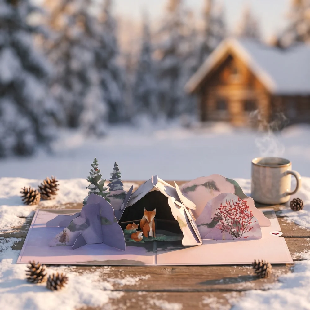 Lovepop Winter Fox Peaceful Holiday Pop-Up Card - Image 2
