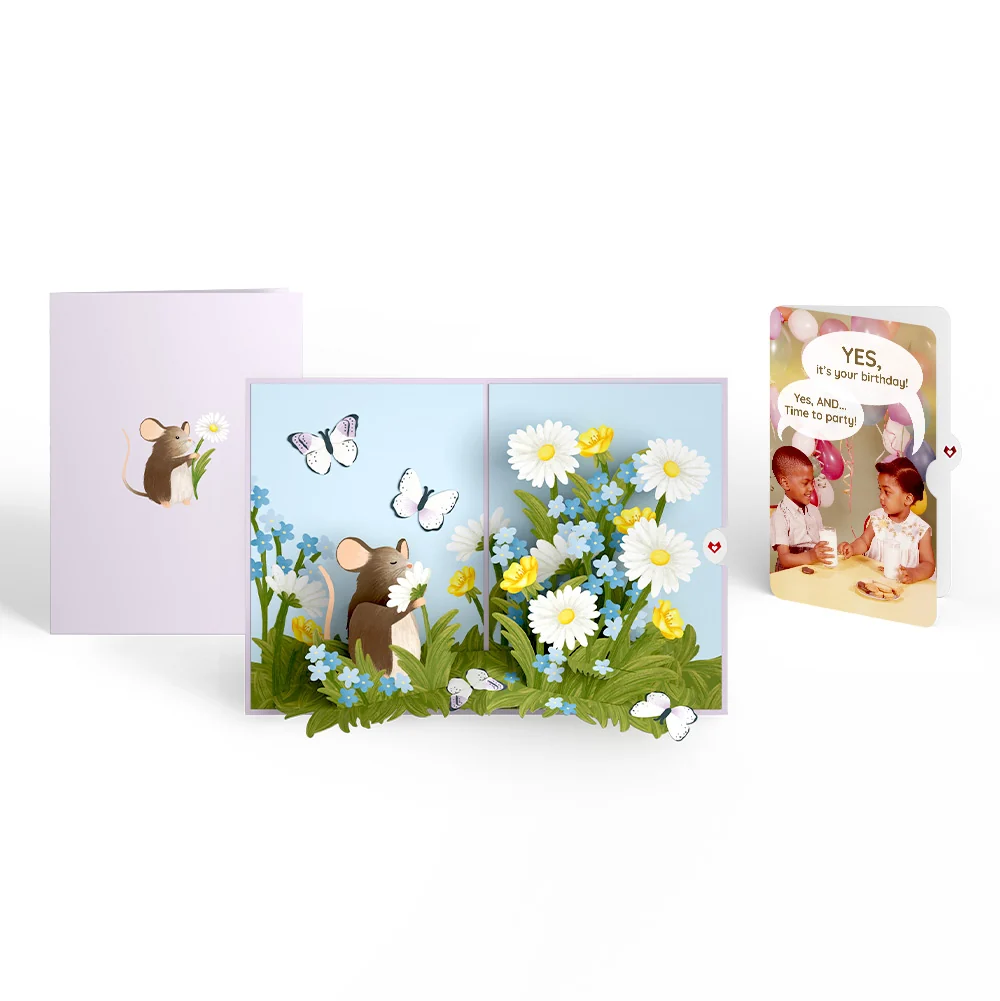 Lovepop Field Mouse in the Flowers Birthday Pop-Up Card and Time to Party Sentiment Set