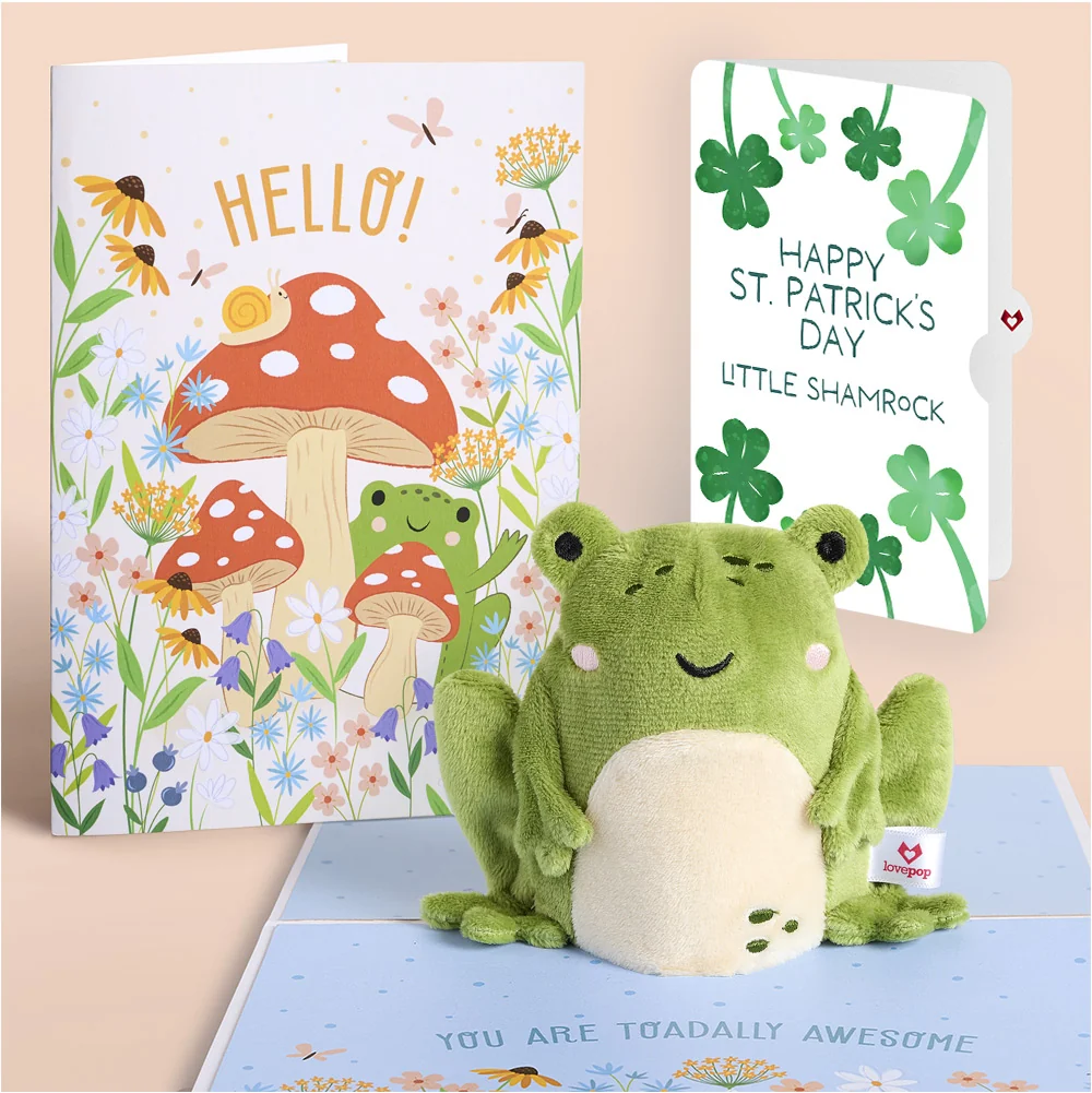 Lovepop 'Toadally Awesome' St. Patrick’s Day Plushpop Card and Sentiment Set Cream