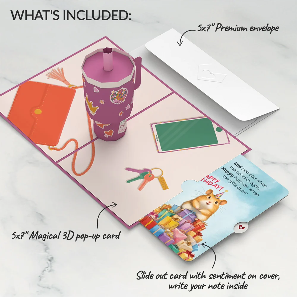 Lovepop Mom Era Tumbler Birthday Pop-Up Card and Happy Hamster Sentiment Set - Image 2