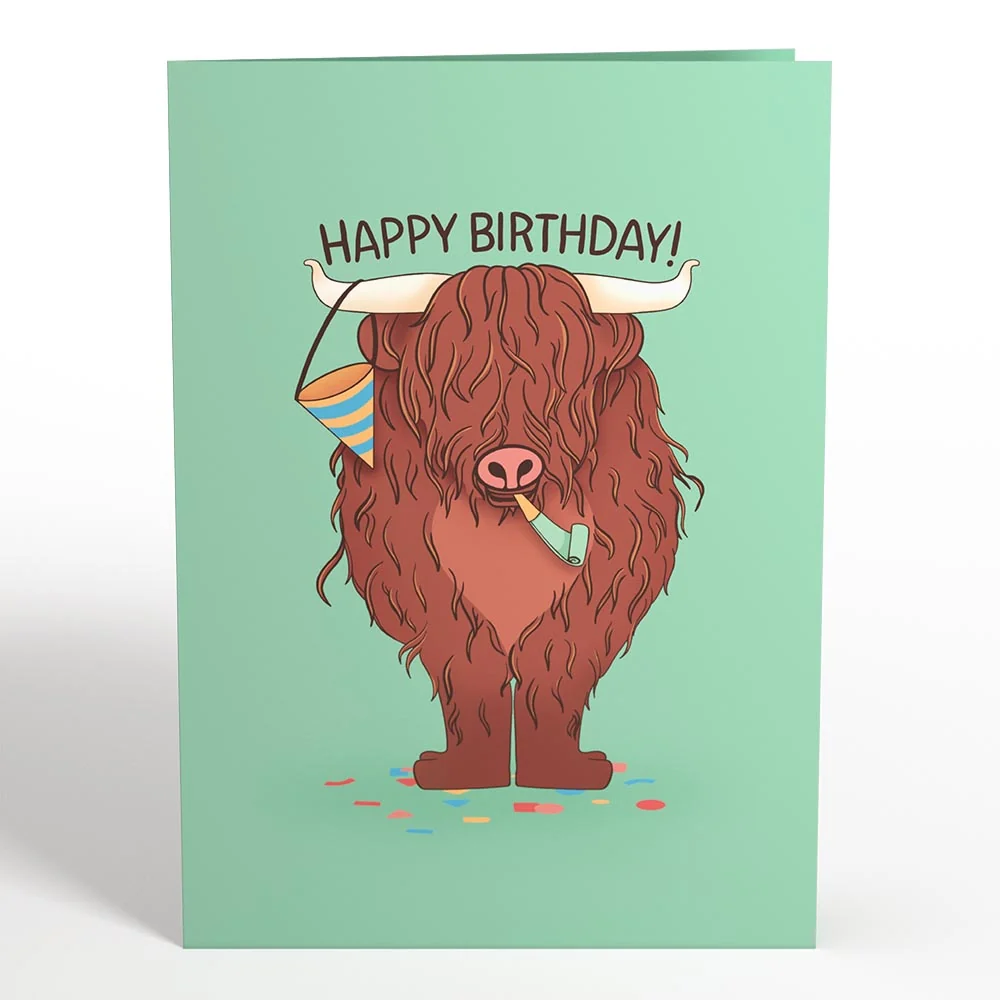 Lovepop Highland Cow Birthday Pop-Up Card - Image 4