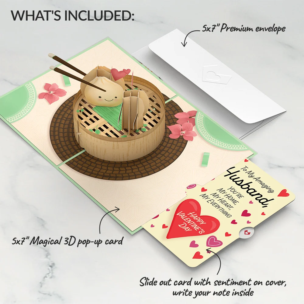 Lovepop You're All That and Dim Sum Valentine Pop-Up Card and Sentiment Set for Husband Tea - Image 2