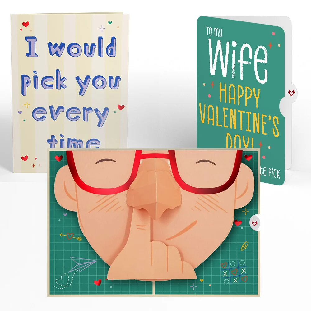 Lovepop Pick You Every Time Valentine Pop-Up Card and Sentiment Set for Wife Glass