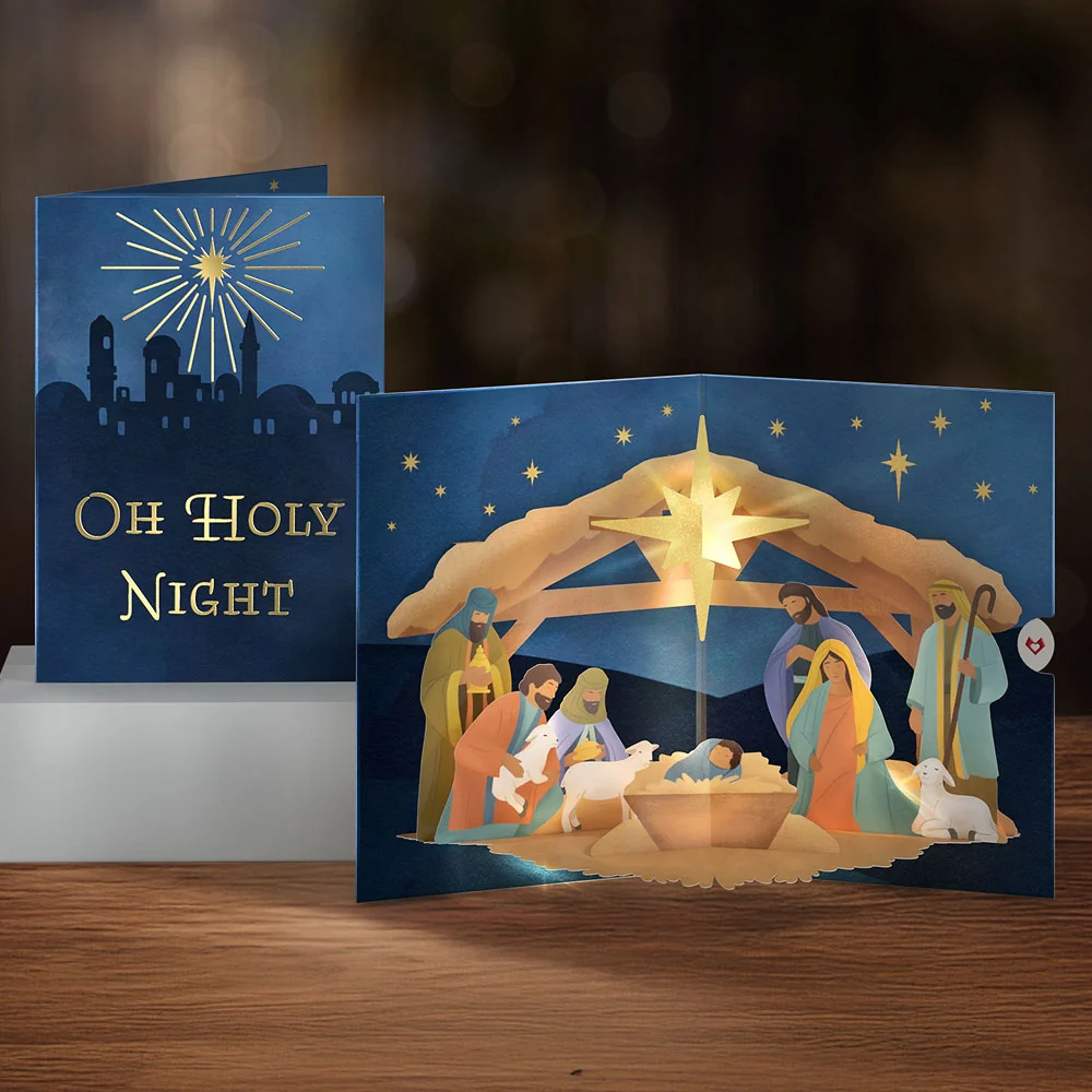 Lovepop Oh Holy Night Nativity Light-Up Pop-Up Card