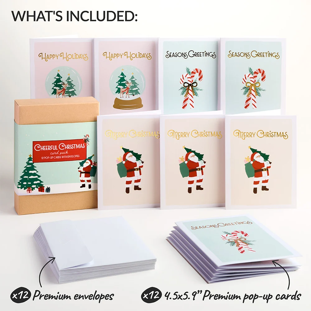 Lovepop Cheerful Christmas Box Set (Assorted 12-pack): Paperpop Card - Image 2