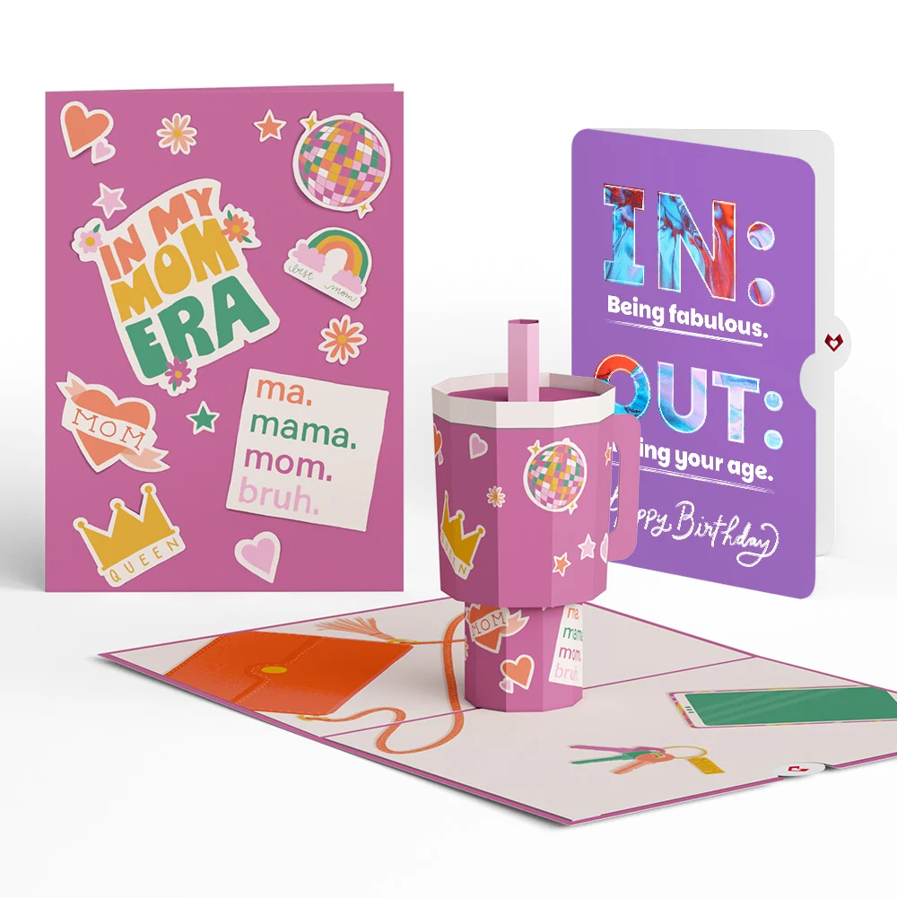 Lovepop Mom Era Tumbler Birthday Pop-Up Card and IN & OUT Sentiment Set