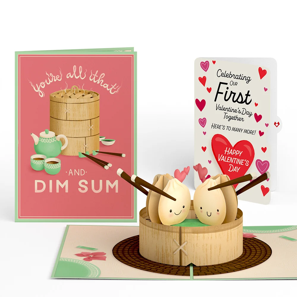 Lovepop You're All That and Dim Sum Our First Valentine Together Pop-Up Card and Sentiment Set Tea