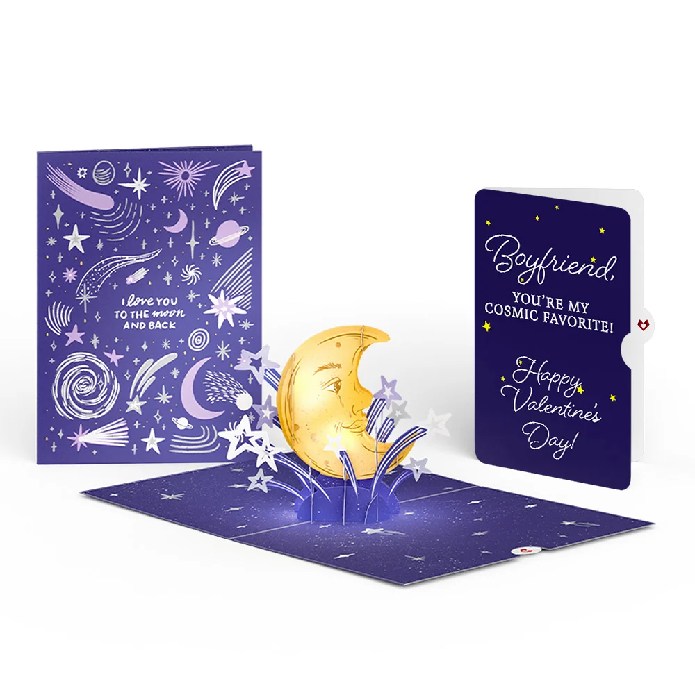 Lovepop Love You to the Moon and Back Valentine Light-Up Pop-Up Card and Sentiment Set for Boyfriend