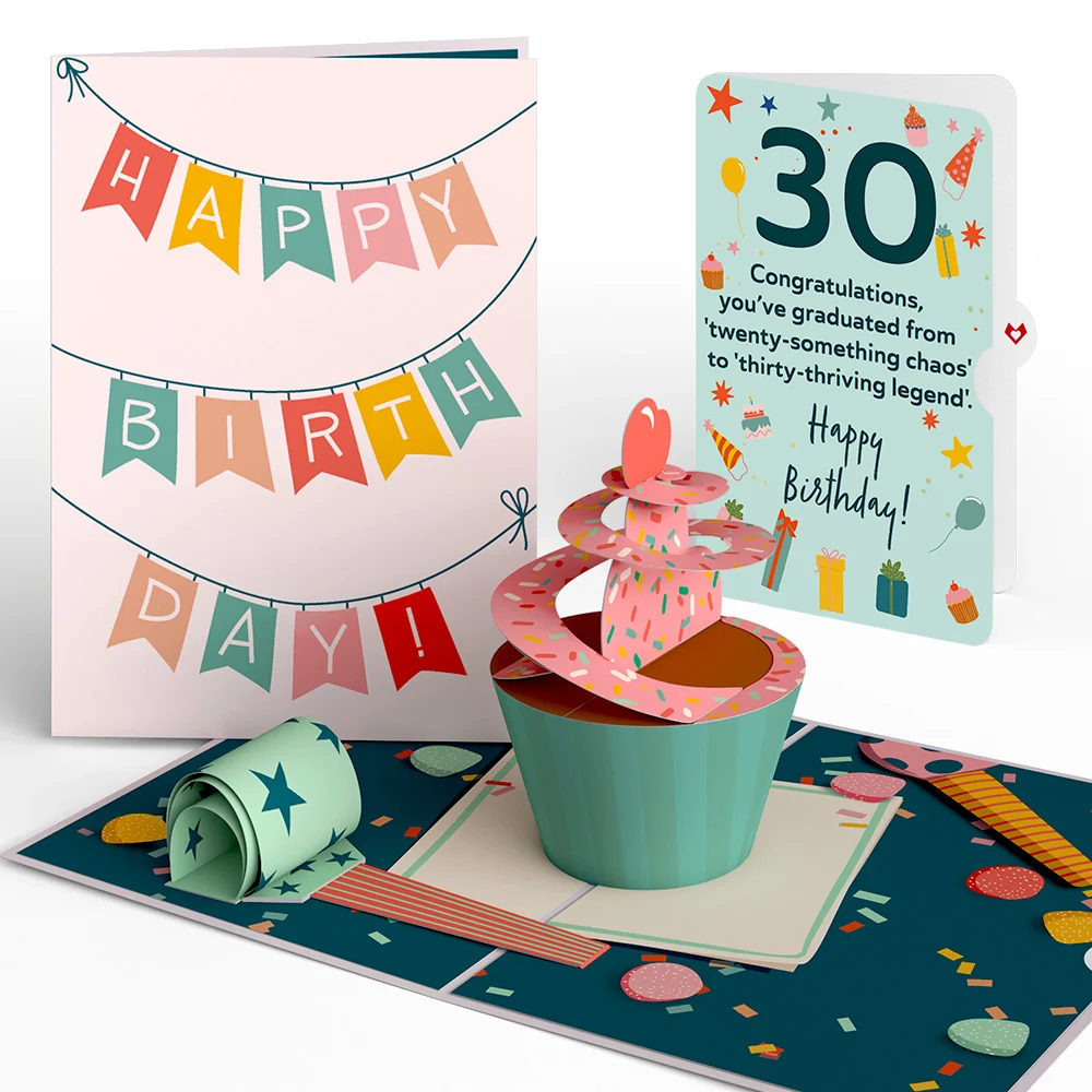 Lovepop 30th Birthday Cupcake Pop-Up Card and Sentiment Set Candle