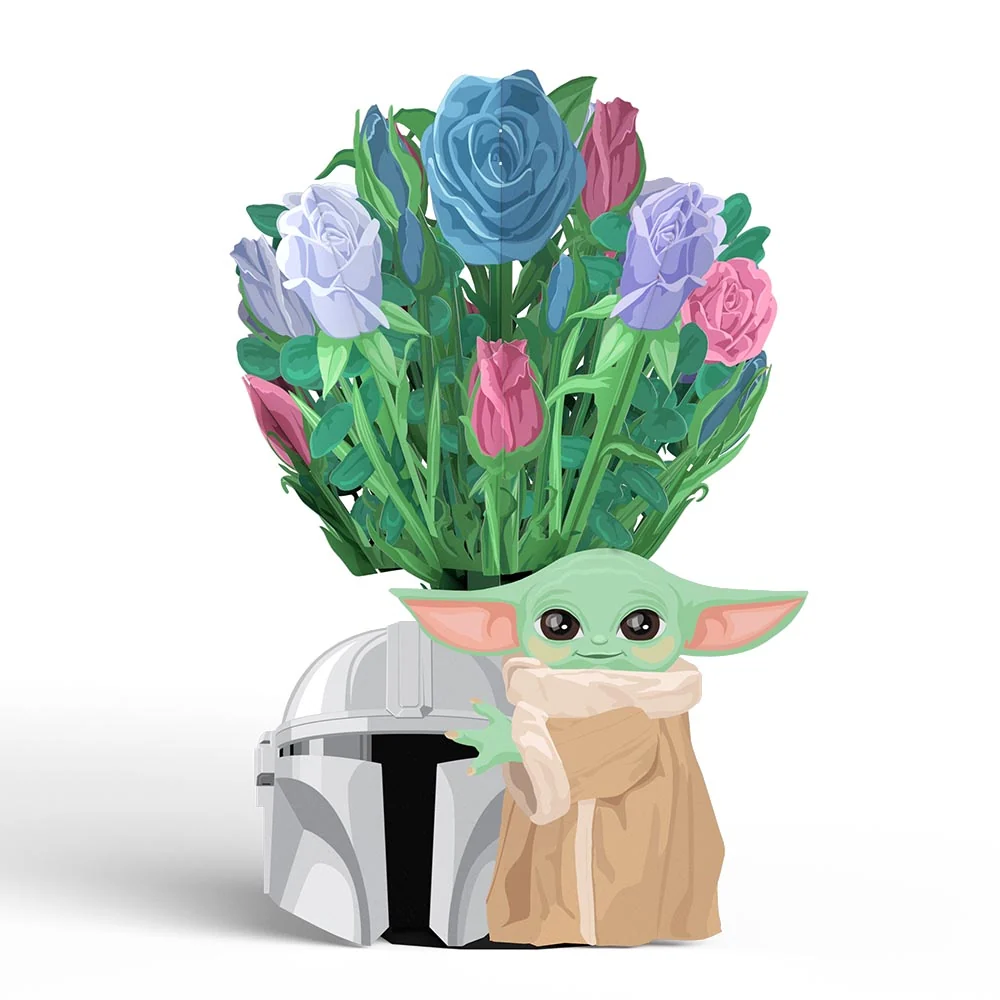 Lovepop Star Wars The Mandalorian Grogu Birthday Pop-Up Card & Flower Buds Bouquet Bundle - Image 5