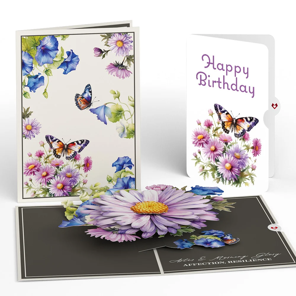 Lovepop Born to Bloom: September Birth Month Flowers Pop-Up Card and Aster Sentiment Set Cream