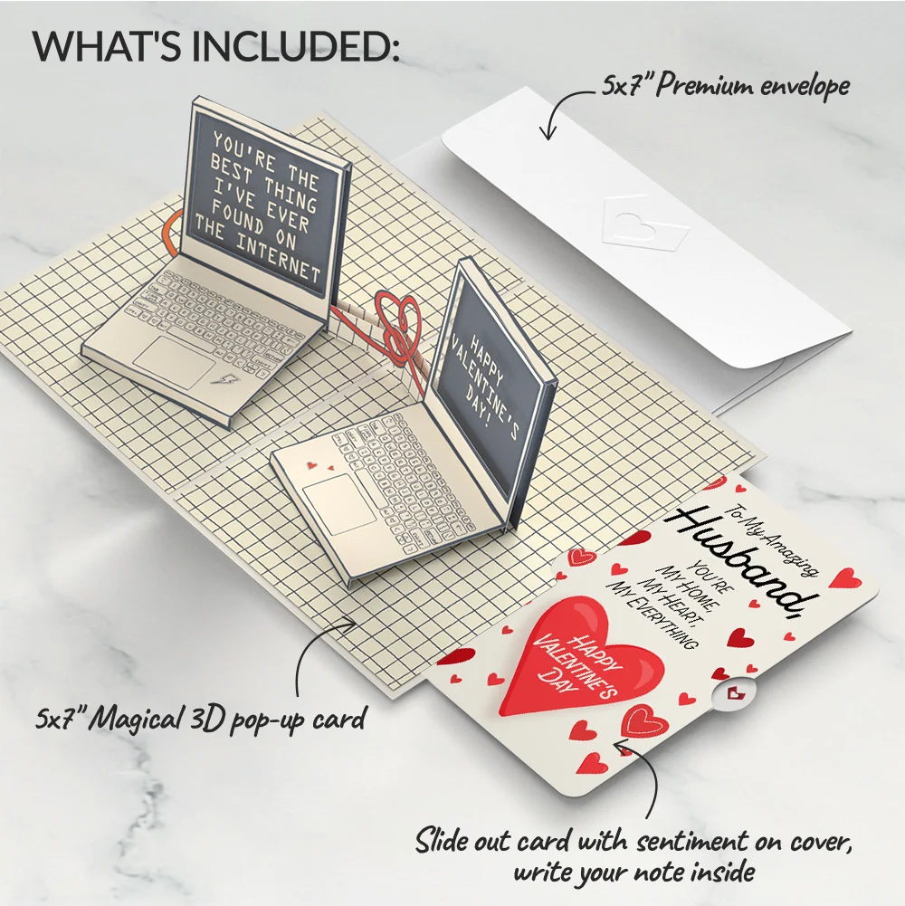 Lovepop Best Thing I've Found on the Internet Valentine's Day Pop-Up Card and Sentiment Set for Husband Cream - Image 4