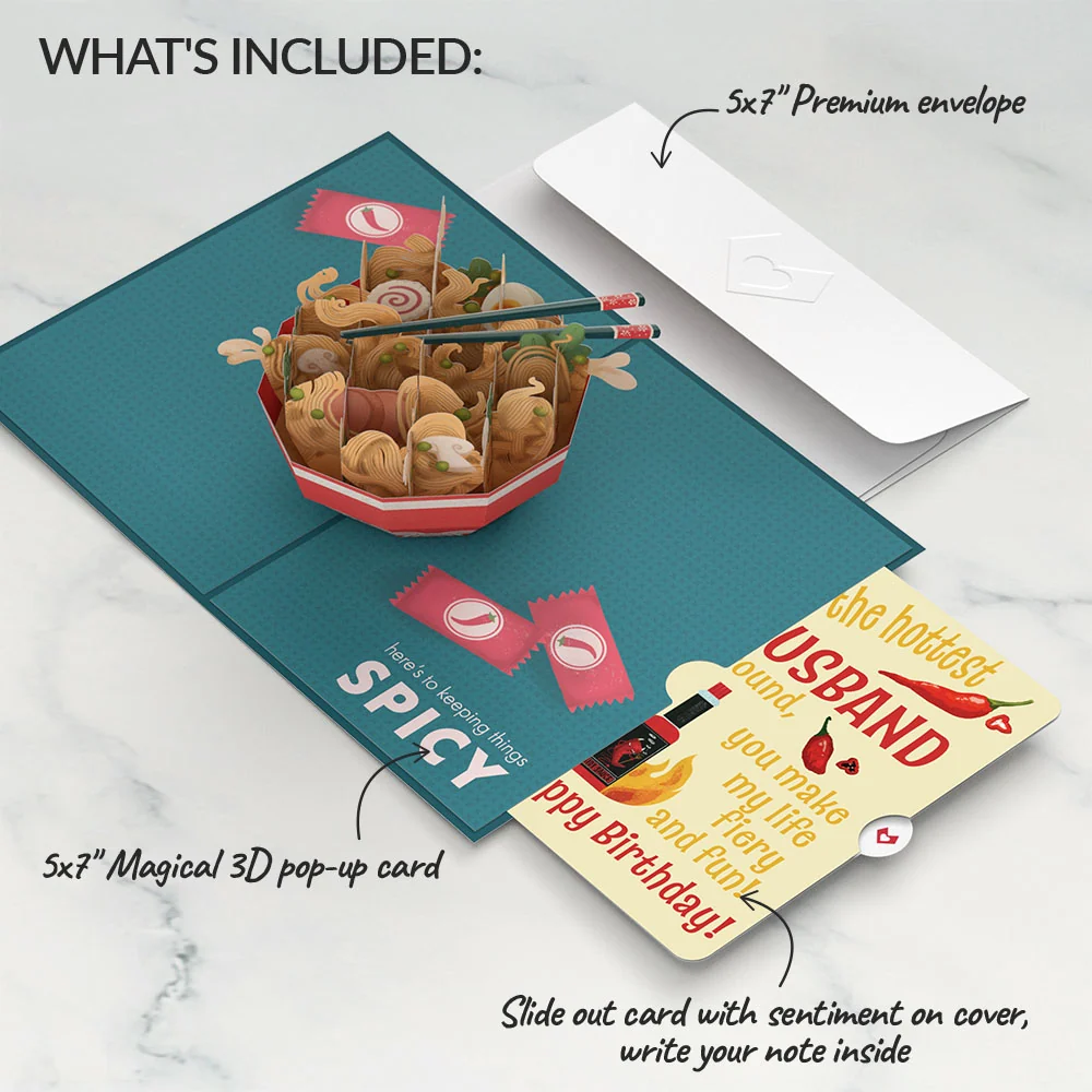 Lovepop Send Noods Spicy Birthday Pop-Up Card and Sentiment Set for Husband Bowl - Image 2