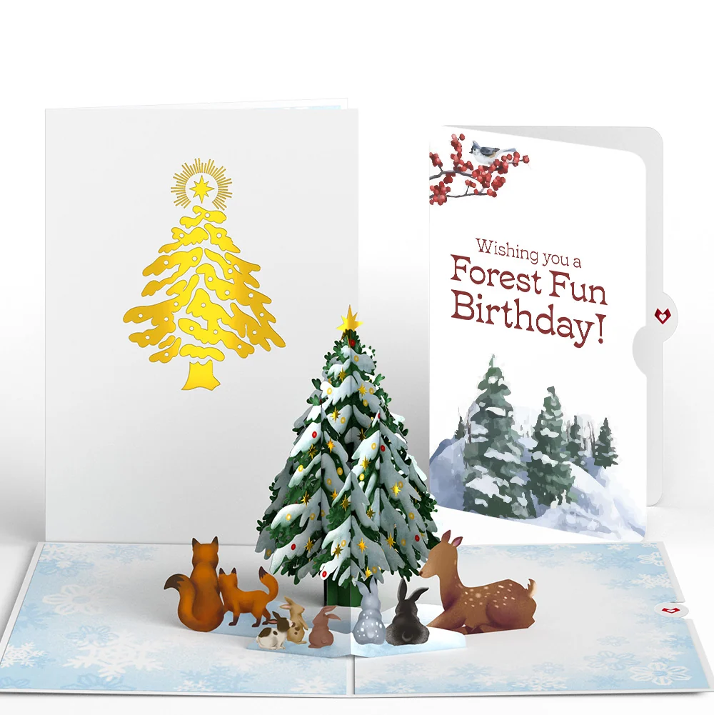 Lovepop Woodland White Christmas Birthday Pop-Up Card and Forest Fun Sentiment Set