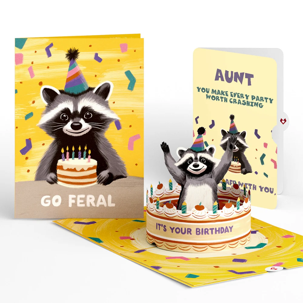 Lovepop Go Feral Raccoon Birthday Pop-Up Card and Sentiment Set for Aunt Candle