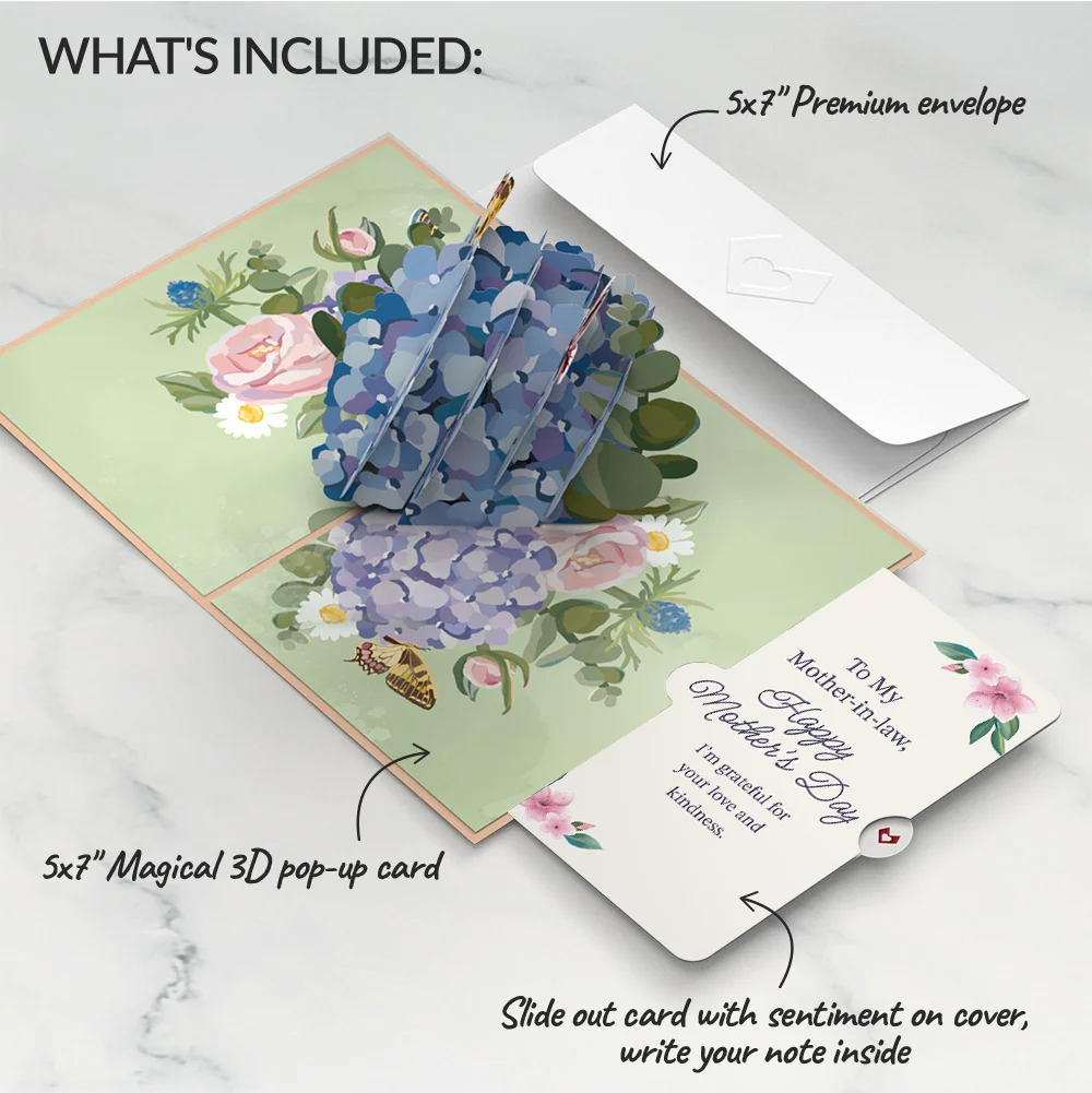 Lovepop Hydrangea Butterflies Mother's Day Pop-Up Card and Sentiment Set for Mother-in-law - Image 2