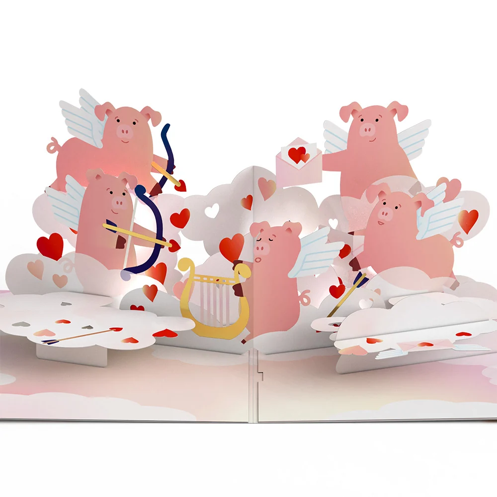 Lovepop Hogs and Kisses Birthday Music and Lights Pop-Up Card and Sentiment Set for Wife - Image 3