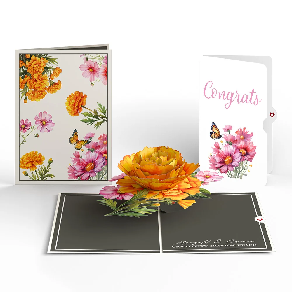 Lovepop Born to Bloom: October Birth Month Flowers Congratulations Pop-Up Card and Sentiment Set Cream