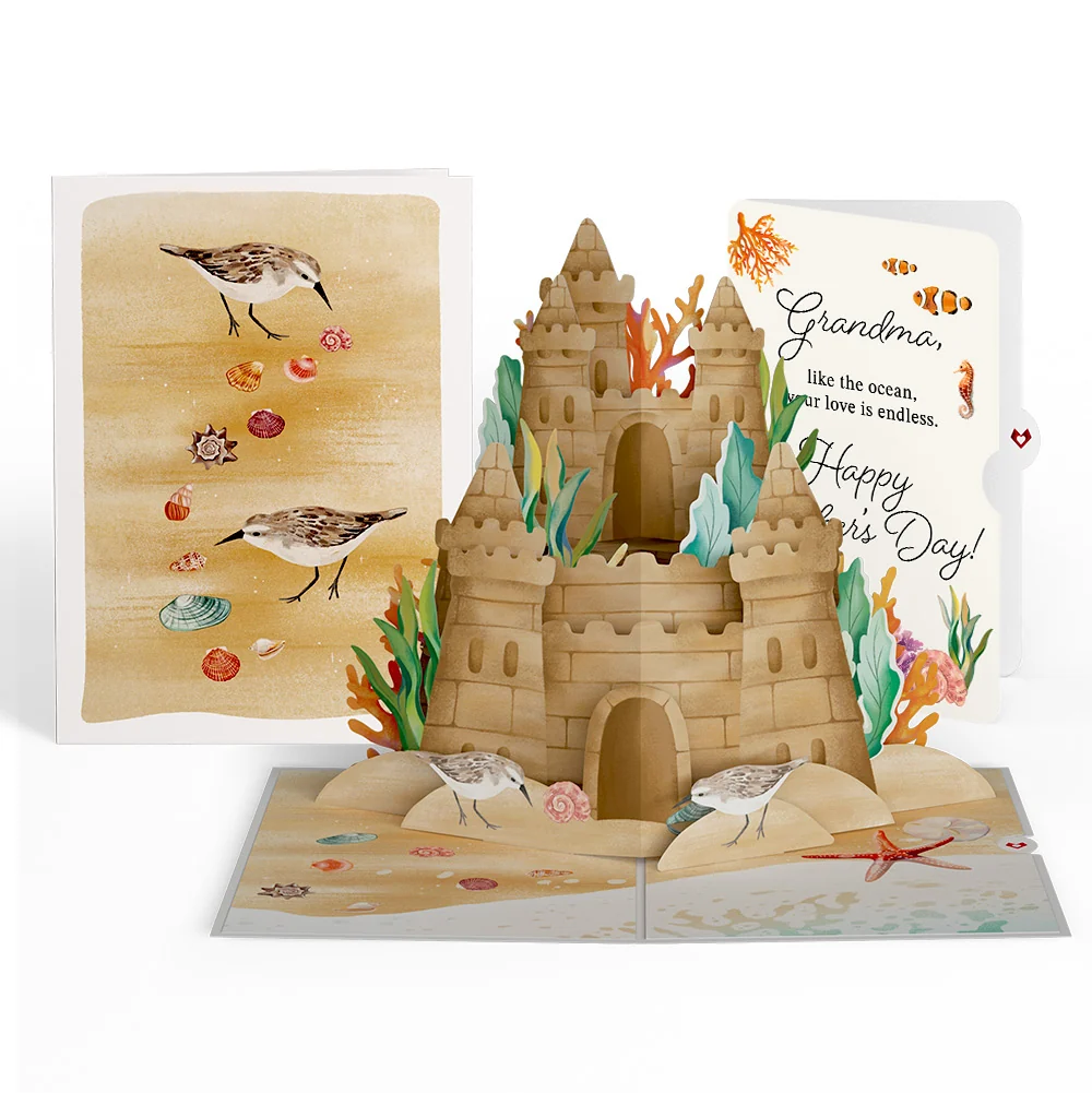 Lovepop Seaside Sandcastle Mother's Day Pop-Up Card and Sentiment Set for Grandma
