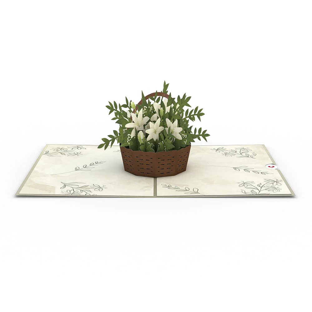 Lovepop White Flower Basket Pop-Up Card Cream - Image 3