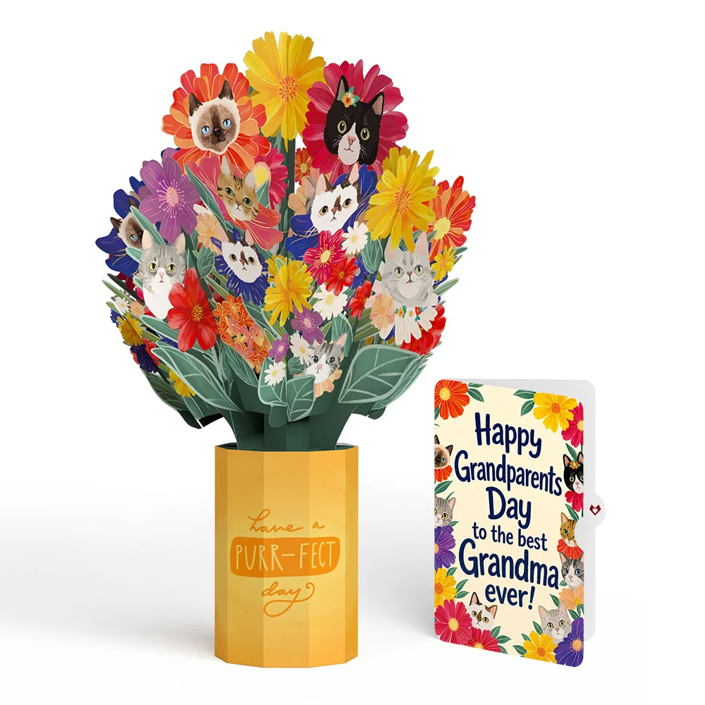 Lovepop Purr-fect Cat Bouquet and Grandparents Day Sentiment Set Vase