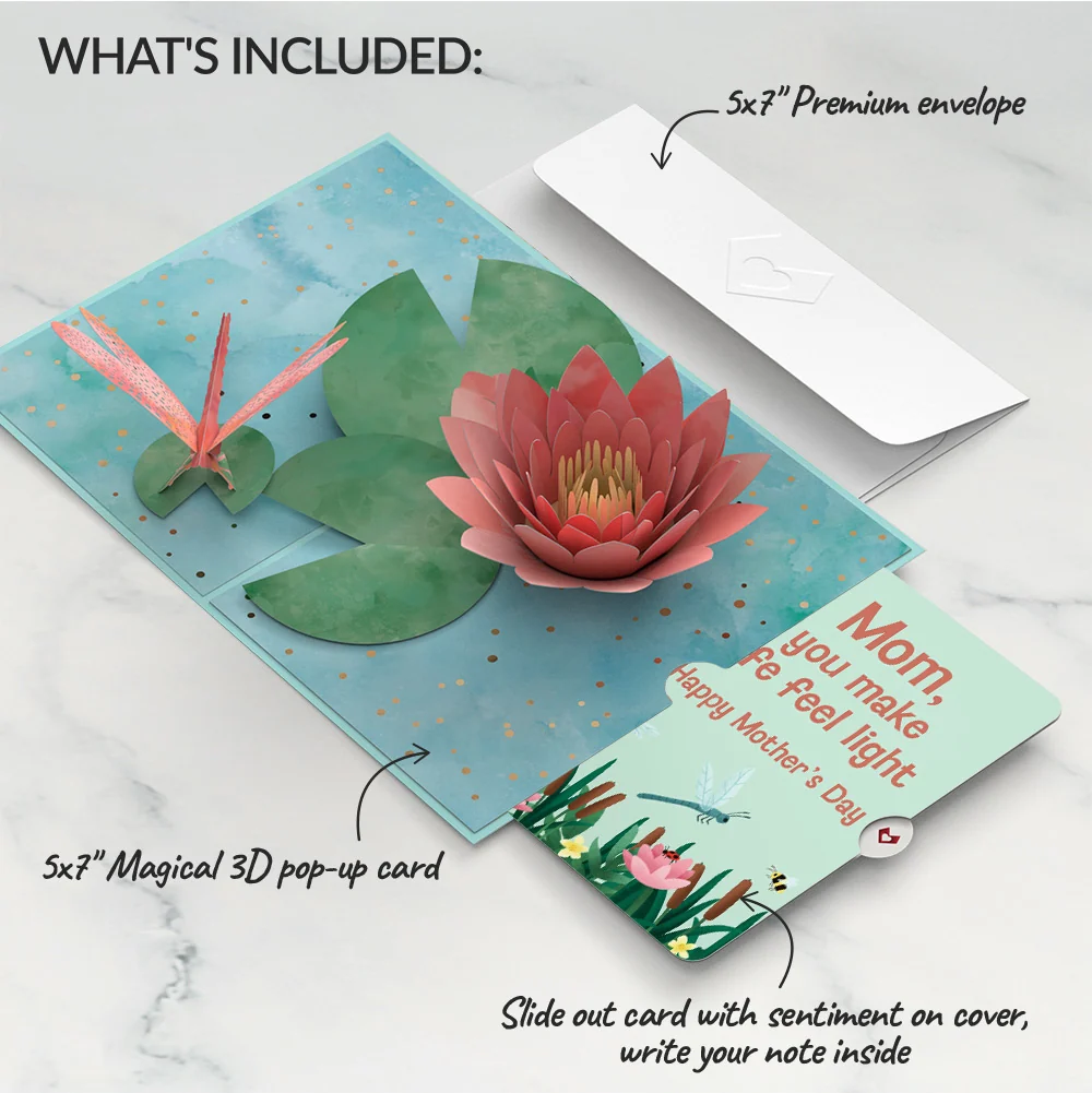 Lovepop Water Lily Dragonfly Mother’s Day Pop-Up Card and Sentiment Set for Mom — SKU SB-41A7AF-D46F47BE926727 - Image 2