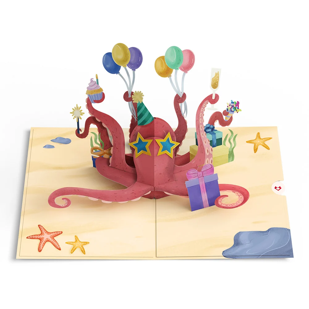 Lovepop Birthday Party Octopus Pop-Up Card Glass - Image 4
