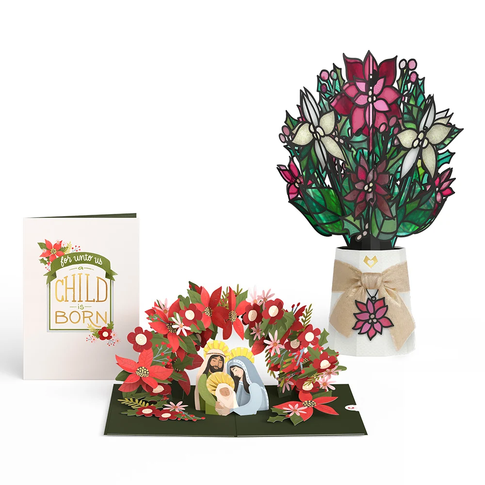 Lovepop A Child is Born Christmas Pop-Up Card & Suncatcher Bouquet Bundle
