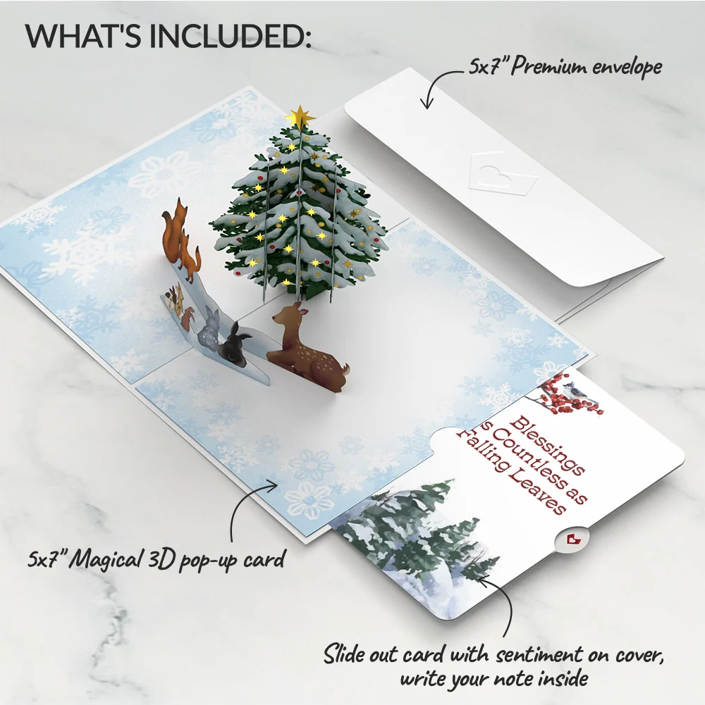 Lovepop Woodland White Christmas Pop-Up Card and Countless Blessings Sentiment Set - Image 2