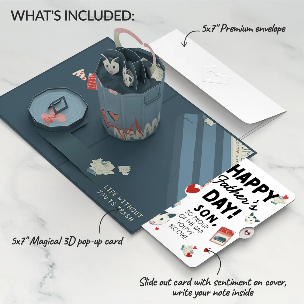 Lovepop Life Without You Is Trash Possums Father's Day Pop-Up Card and Sentiment Set for Son - Image 2